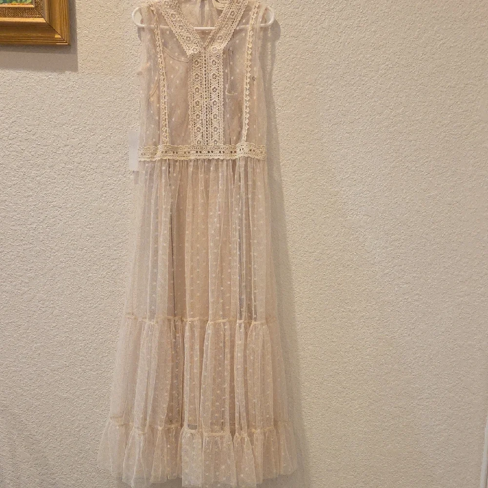 New Joyfolie Gorgeous Formal Kids Cream Lace Maxi Dress. - Picture 1 of 10